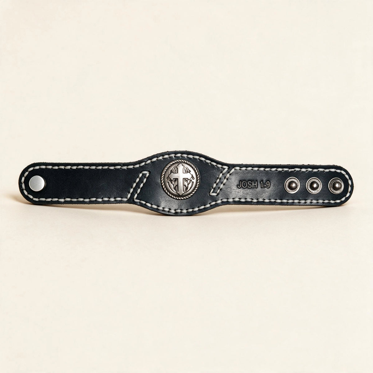 Scripture Cross Leather Bracelet – 5 Verses