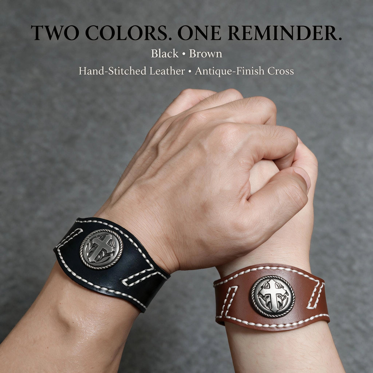 Scripture Cross Leather Bracelet – 5 Verses