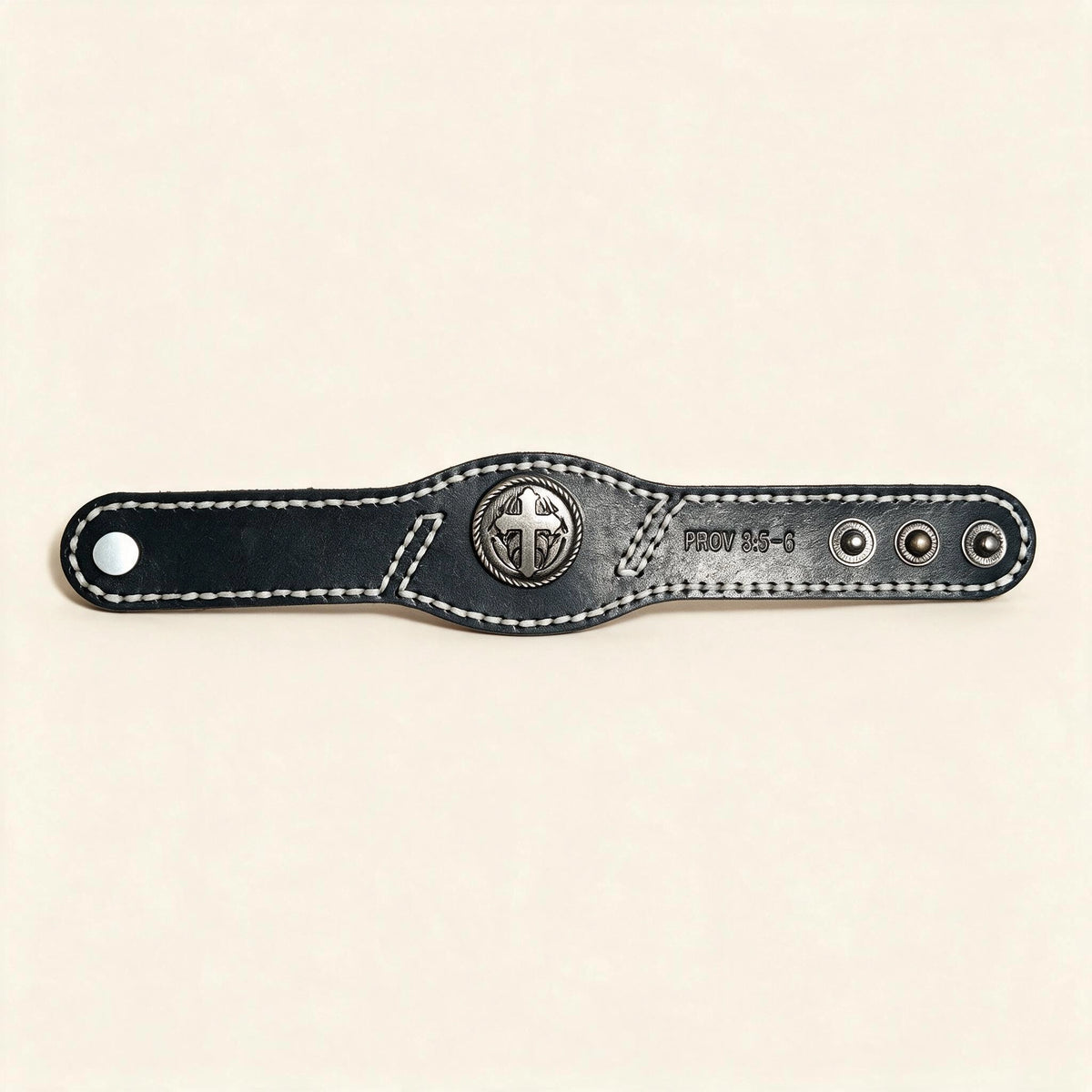 Scripture Cross Leather Bracelet – 5 Verses