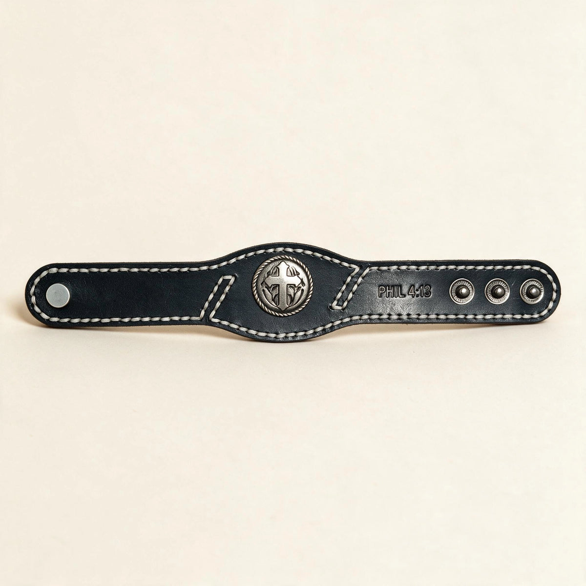 Scripture Cross Leather Bracelet – 5 Verses