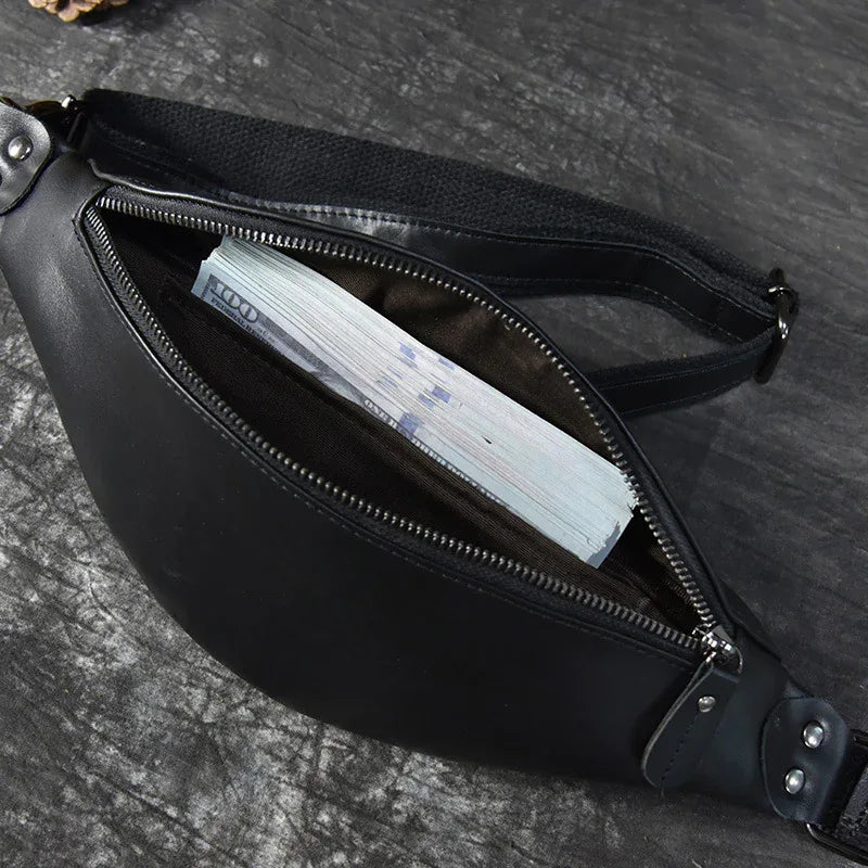 Onyx | Smooth Black Waist Bag — view 13