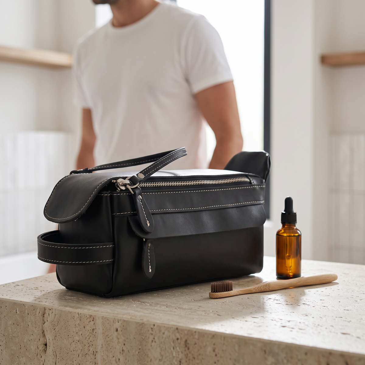 Harbor | Black Travel Toiletry Bag — view 12