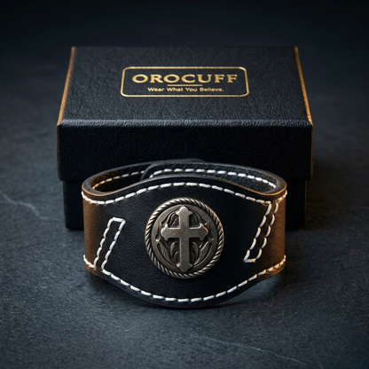 Handcrafted Scripture Leather Bracelet with Cross | Choose from 5 Verses