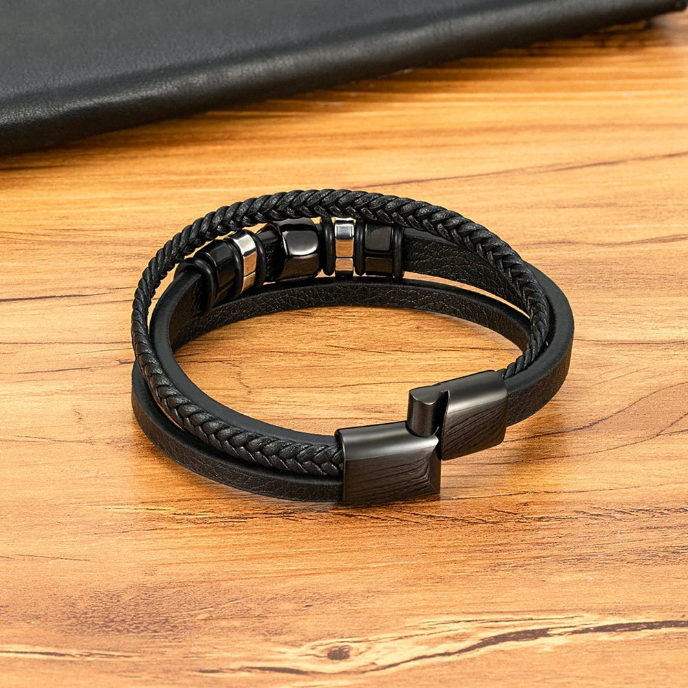 Men¡¯s Braided Leather Lion Bracelet