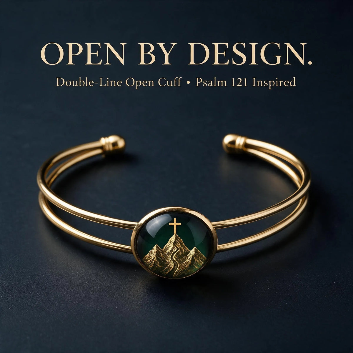 Adjustable open cuff structure of OROCUFF Psalm 121 bracelet