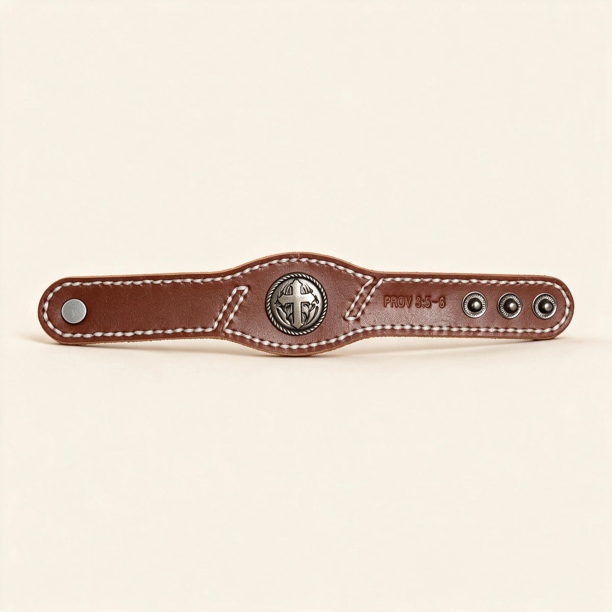 Scripture Cross Leather Bracelet – 5 Verses