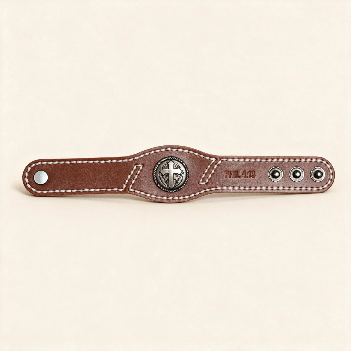 Scripture Cross Leather Bracelet – 5 Verses